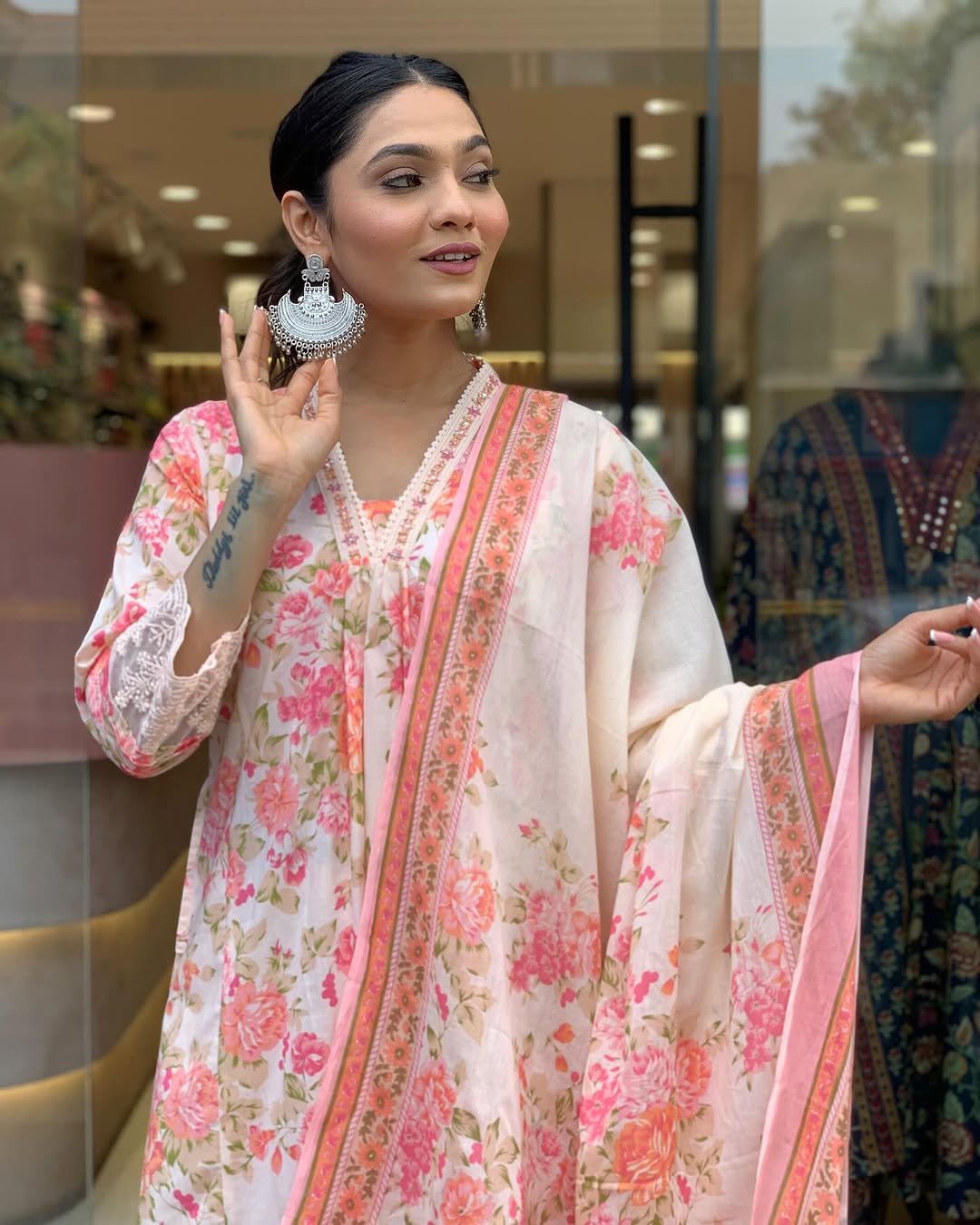 Cotton Embroidered Anarkali Kurta Set